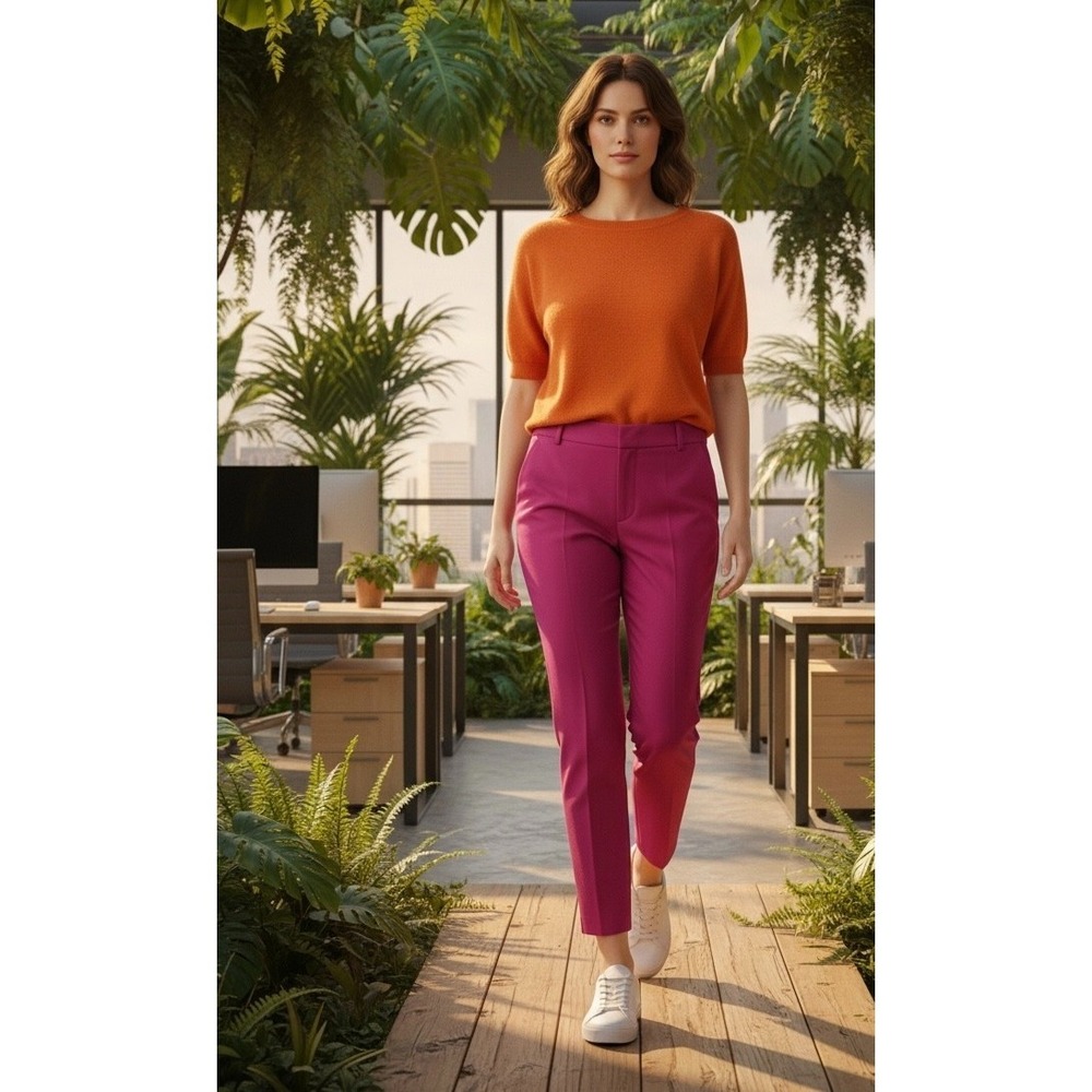 New Zara Hot Pink Slim Fit Tapered Leg Dress Pants Preppy Summer Barbiecore/S